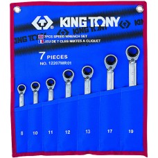 Набор комбинированных трещоточных ключей, 8-19 мм, чехол из теторона, 7 предметов KING TONY 12207MRN01