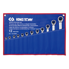 Набор комбинированных трещоточных ключей, 8-24 мм, чехол из теторона, 12 предметов KING TONY 12212MRN